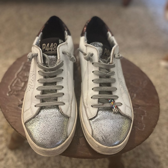 P448 Women's Sneakers in Silver and White size 40 - Picture 2 of 9